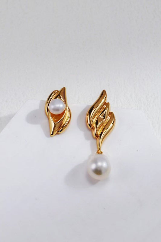 Boucles d’oreilles MeiPerle en perle et argent S925 plaqué or – vue rapprochée