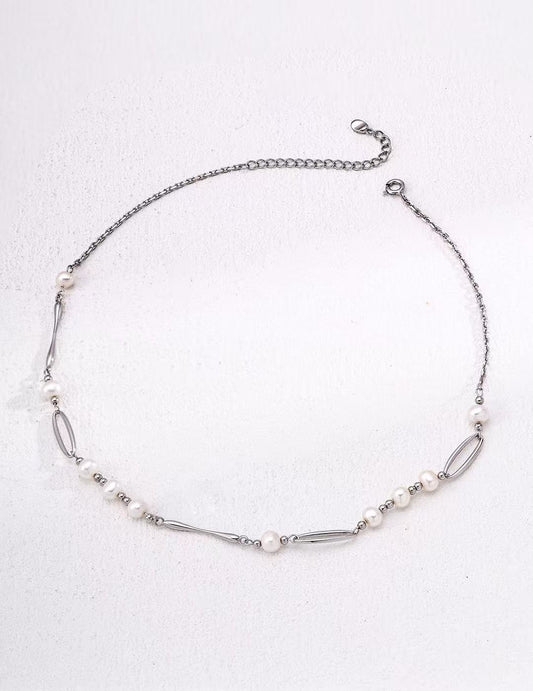 Collier Perles d’Écume en argent 925 et perles naturelles – vue à plat